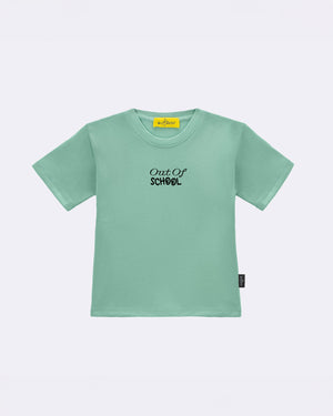 T-Shirt "Out of School" Verde Fronte