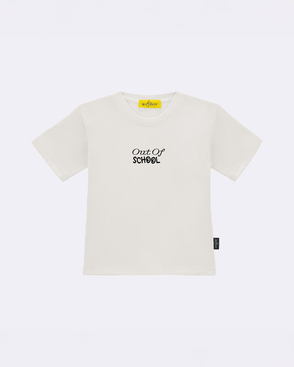T-Shirt "Out of School" Panna Fronte