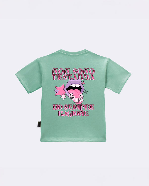 T-Shirt "Non sono testarda" Verde Retro