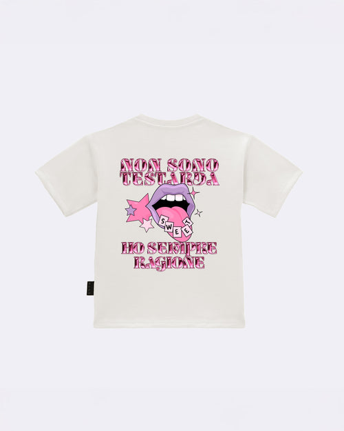 T-Shirt "Non sono testarda" Bianca Retro