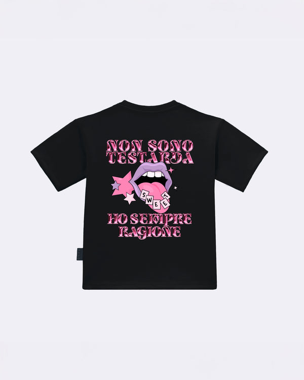 T-Shirt "Non sono testarda" Nero Retro