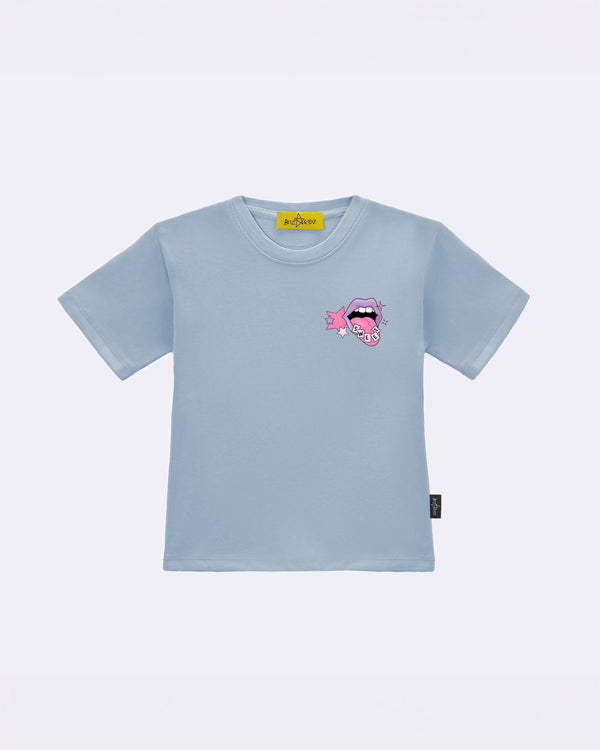 T-Shirt "Non sono testarda" Celeste Fronte
