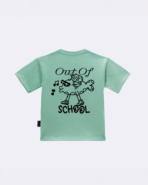 T-Shirt "Out of School" Verde Retro
