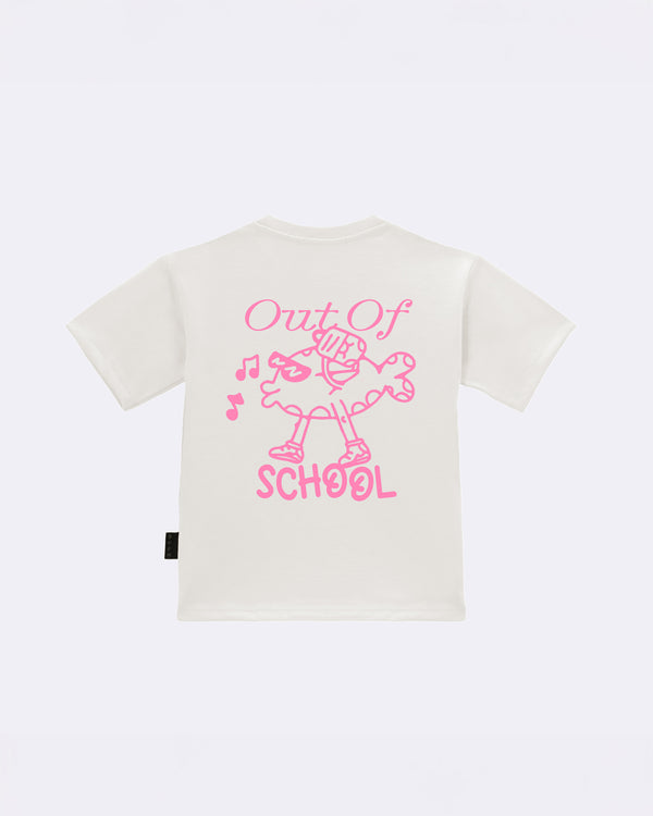 T-Shirt "Out of School" Rosa Retro