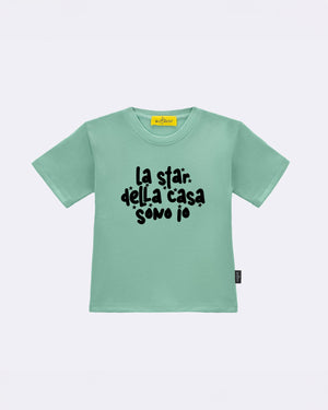 T-Shirt "La star della casa" Verde Fronte