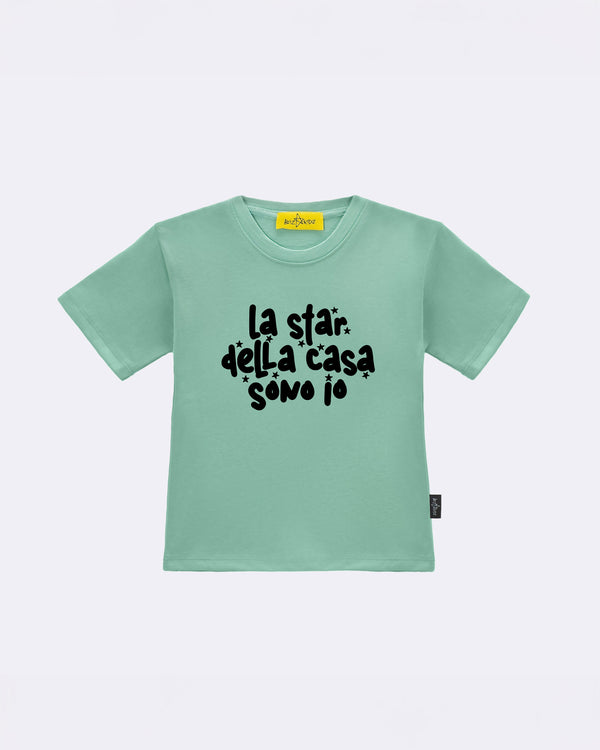 T-Shirt "La star della casa" Verde Fronte