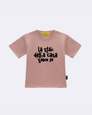 T-Shirt "La star della casa" Rosa Fronte