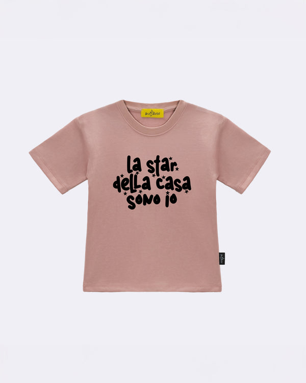 T-Shirt "La star della casa" Rosa Fronte