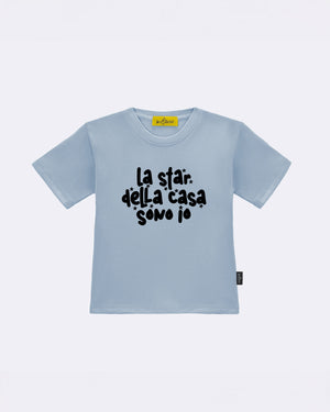 T-Shirt "La star della casa" Celeste Fronte
