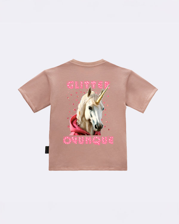T-Shirt "Glitter ovunque" Rosa retro