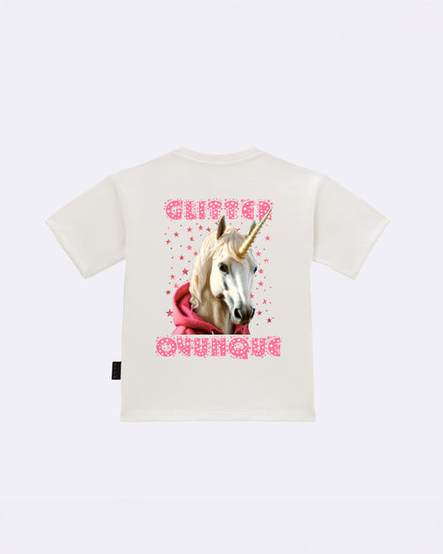 T-Shirt "Glitter ovunque" Bianca retro