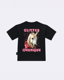 T-Shirt "Glitter ovunque" Nera retro