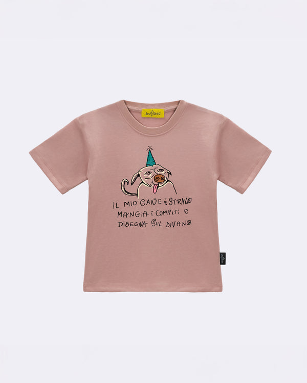 T-Shirt "Il mio cane è strano" Rosa