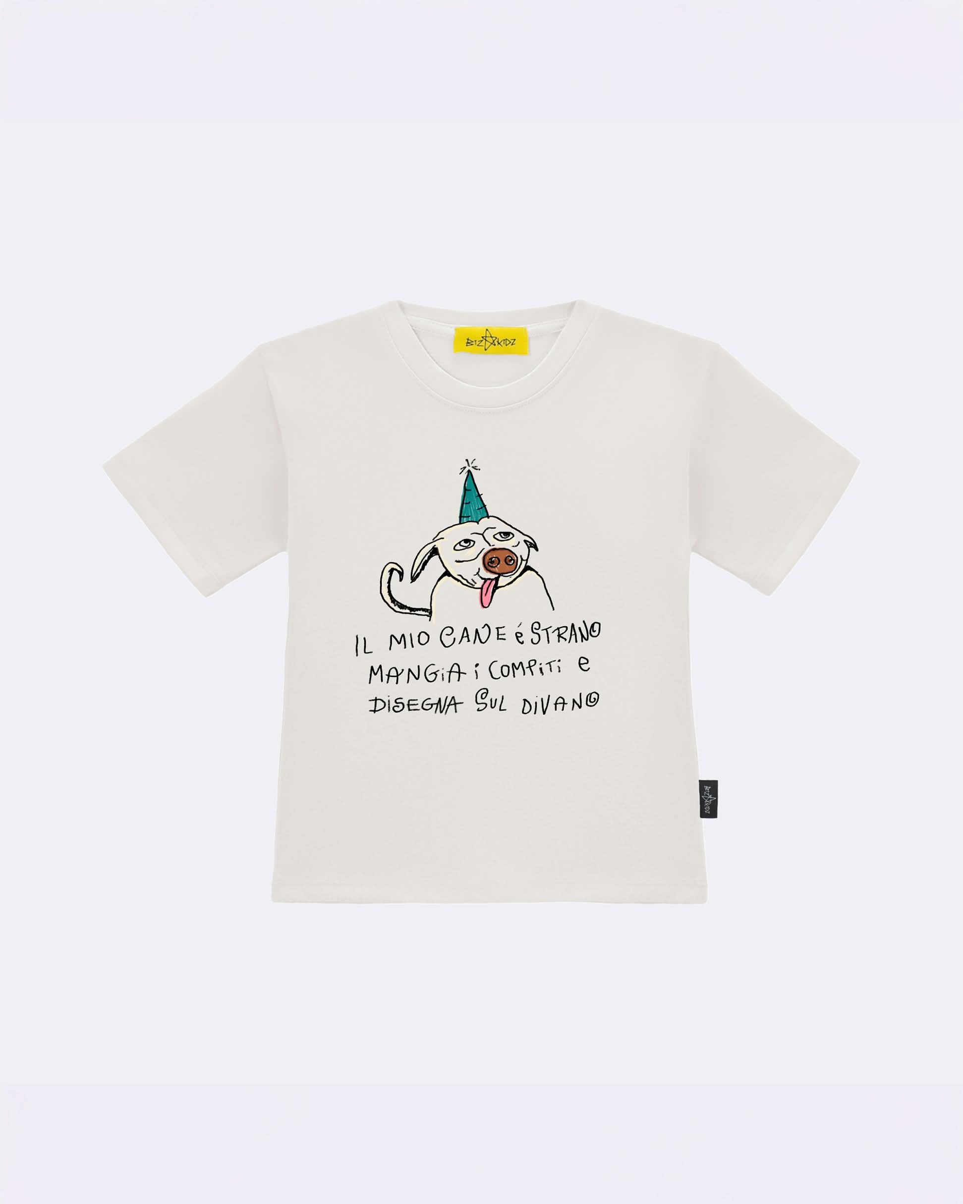 T-Shirt "Il mio cane è strano" Bianca