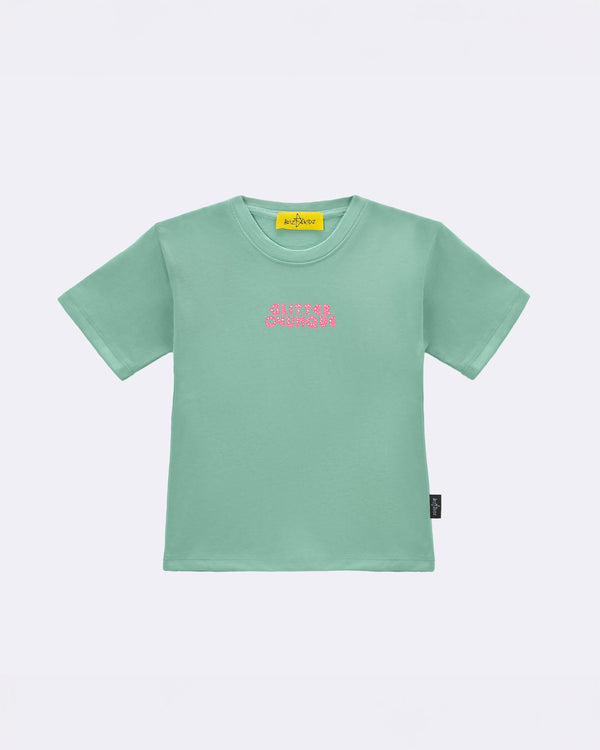 T-Shirt "Glitter ovunque" Verde fronte