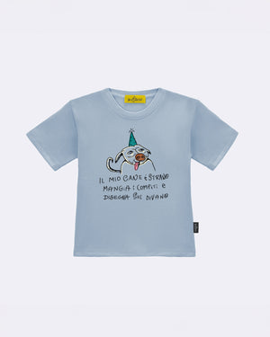 T-Shirt "Il mio cane è strano" Celeste