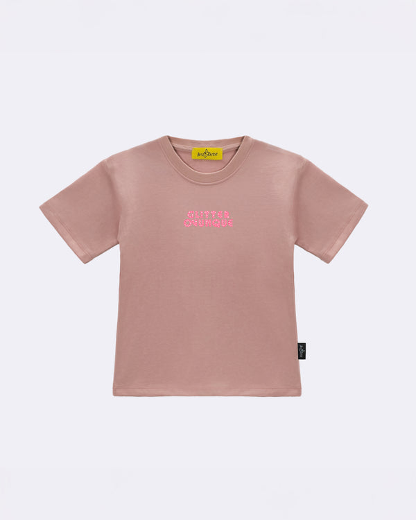 T-Shirt "Glitter ovunque" Rosa fronte