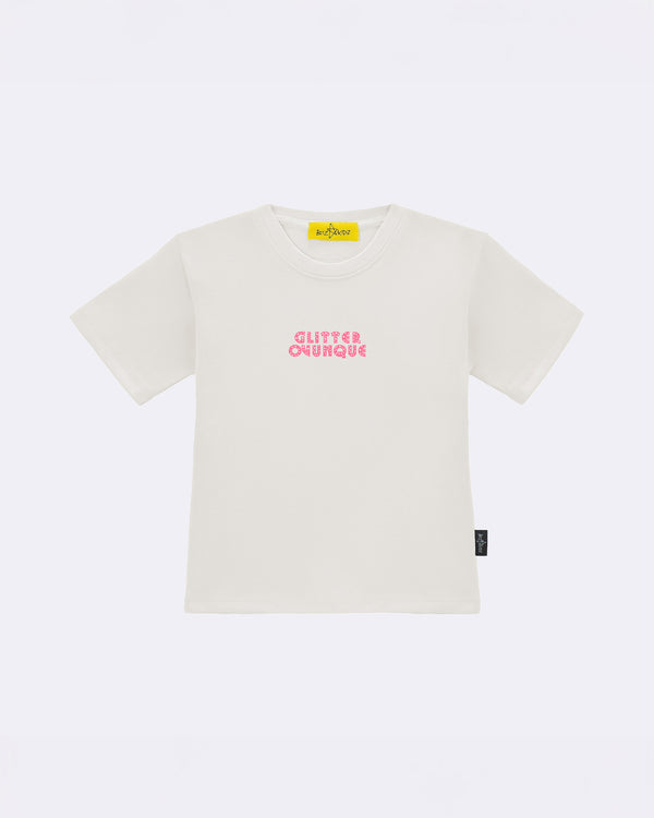 T-Shirt "Glitter ovunque" Bianca fronte