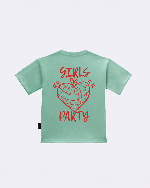 T-Shirt "Girls Party" Verde retro